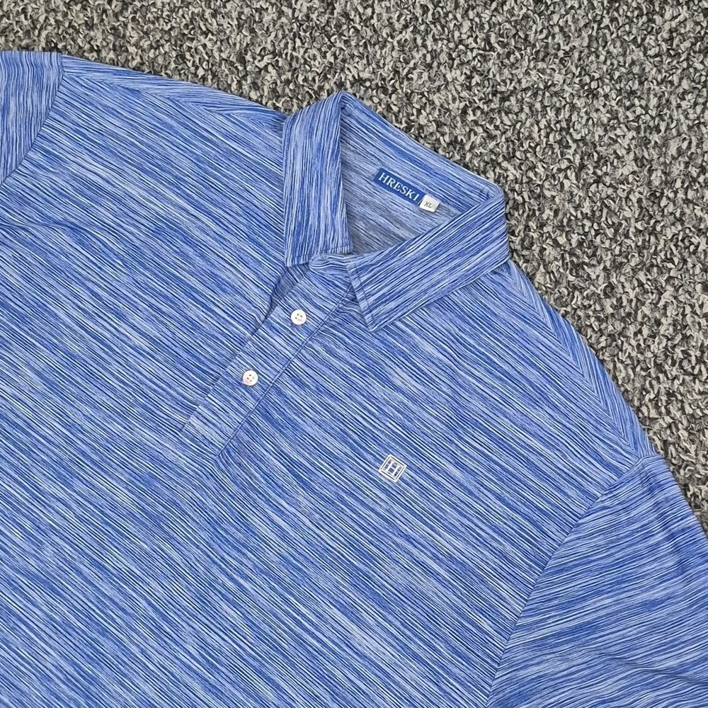 Hreski Golf Polo Shirt Mens XL Blue Heather Blue Short Sleeve Golf Stretch